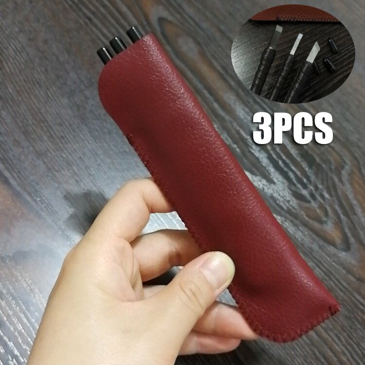 3/8/10Pcs Carved Stone Files Knife Tungsten Steel Carving Files Knife Chisel Craft Tools Leather Case for Engraving: 3PCS