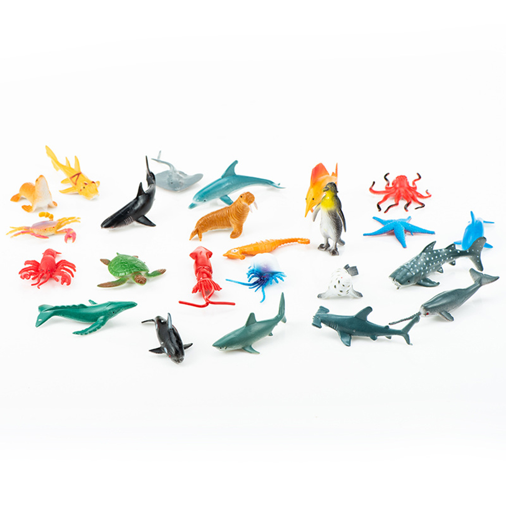 24Pcs Kids Plastic Marine Animals Model Simulation Ocean Creatures Figure Toys