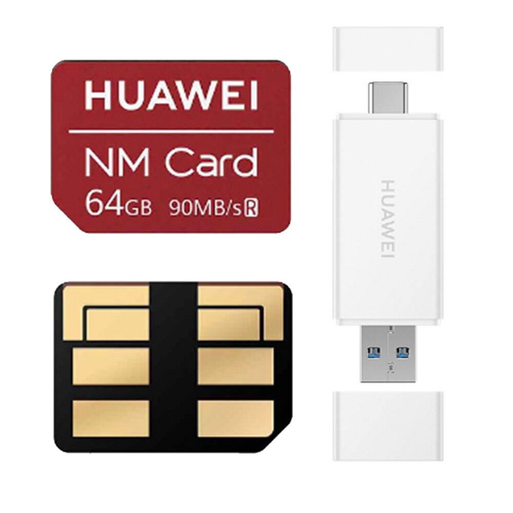 Nm Kaart Voor Huawei Nm Card 64Gb 90 Mb/s Nano Gelden Voor Huawei P30/Pro Mate20/X/Pro USB3.1 Gen 1 Nano Mamory Kaart: 64G with card reader