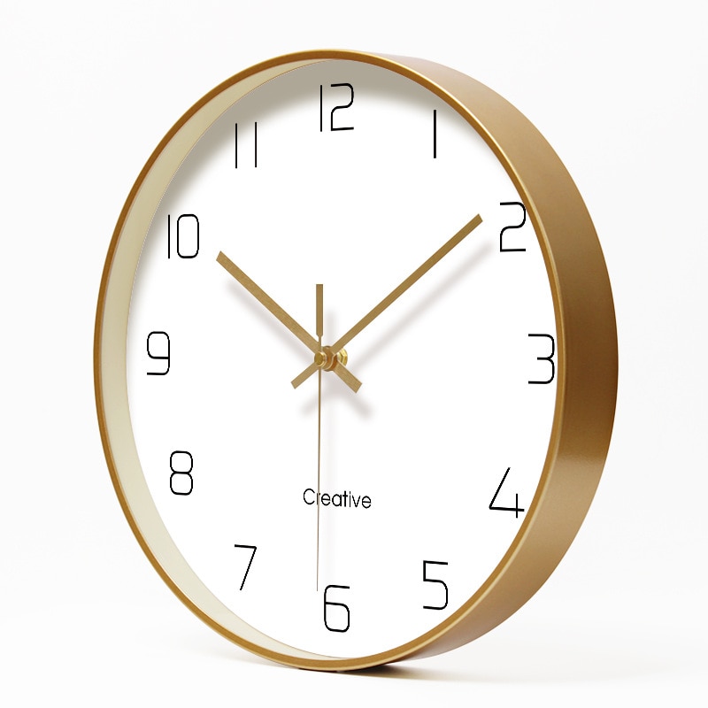 Reloj de pared de de oro de arte Simple reloj silencioso de estudio casero moderno reloj de cuarzo decorativo de