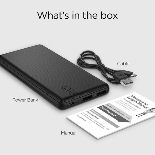 Original Spigen Essential F711D 10000 mAh 2C 5V 2.48A iP (Intelligent Power Tech) portable Fast Charger-Powerbank