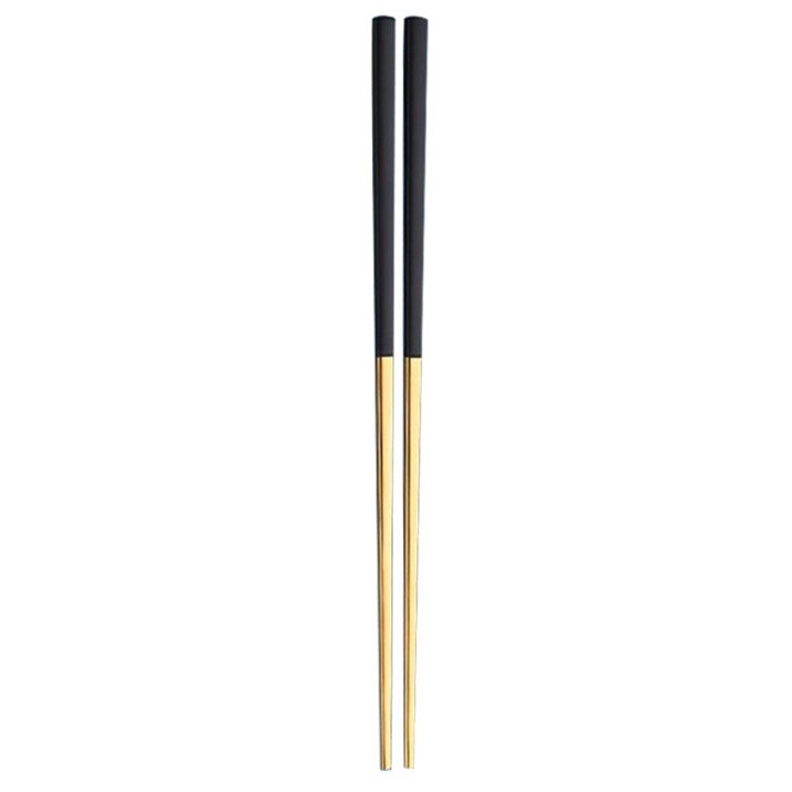 1 Pair 23cm Length Square Chopsticks Stainless Steel Titanium Gold Rose Gold Sushi Colorful Chopsticks #50g