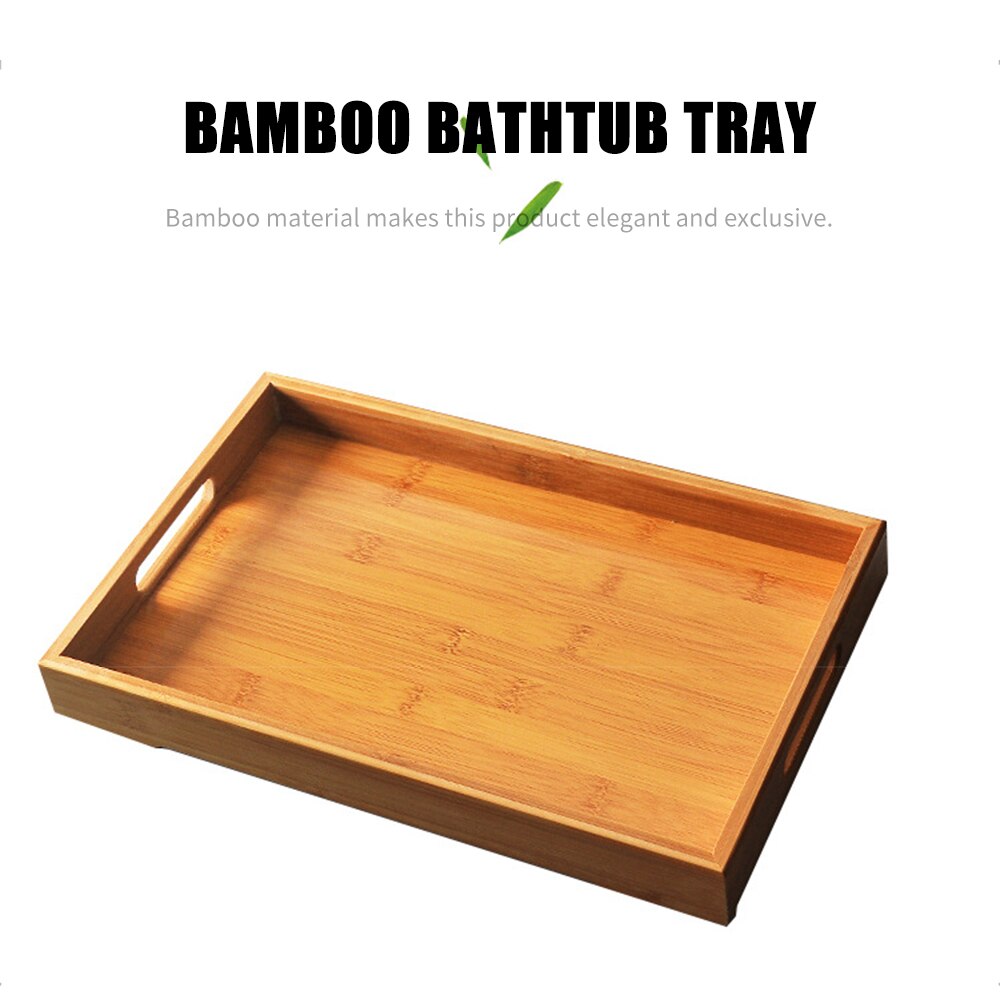 Badeværelse serveringsbakke badekarbakker bambus dekorativ serveringsbakke med håndtag universal morgenmad mad te serveringsbakke