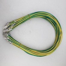 Yellow-Green Grounding Wire with Ring Terminals 16 AWG Copper PV Cabinet Bridge Leakage Earth Cables 50pc/lot