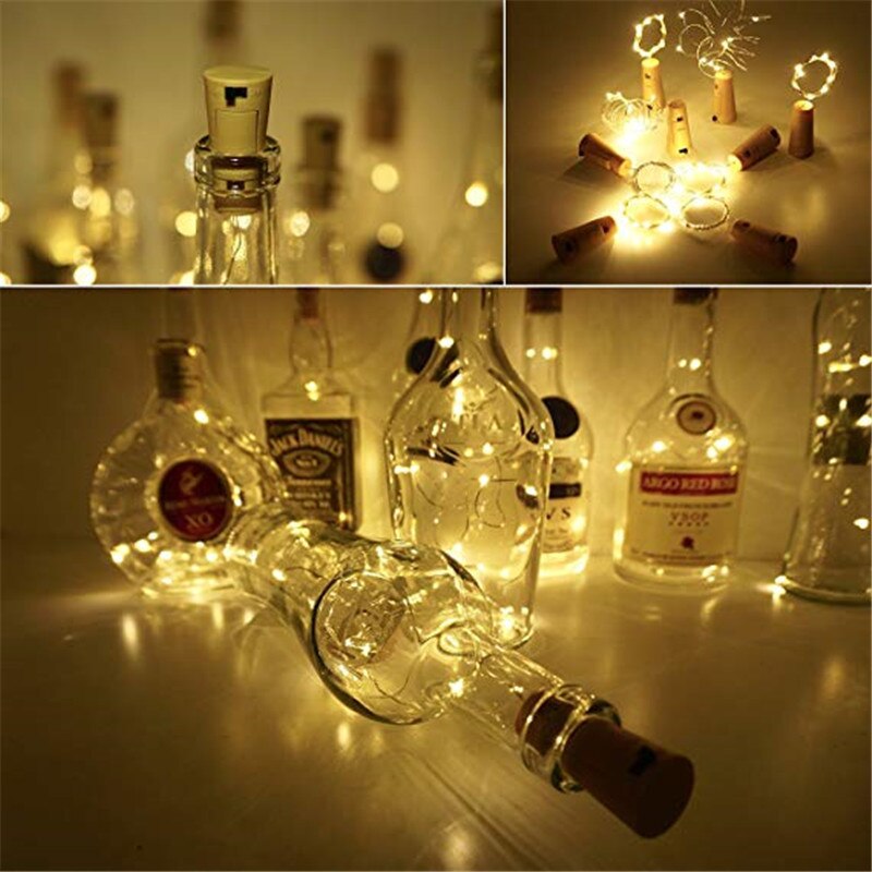 1M 2M Wine Bottle Light Cork Shape Battery Copper Wire led String Lights for Bottle DIY LED Bulbs Outdoor Christmas Tree Wedding