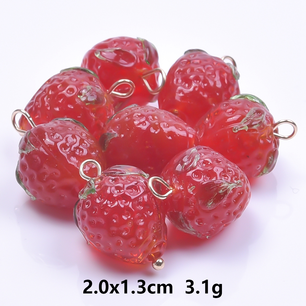 5Pcs/Lot Mix Styles Glass Fruit Strawberry Peach Charms Diy Vegetable Eggplant Sweet Potato Pendant Jewelry Accessories Finding: Silver Plated
