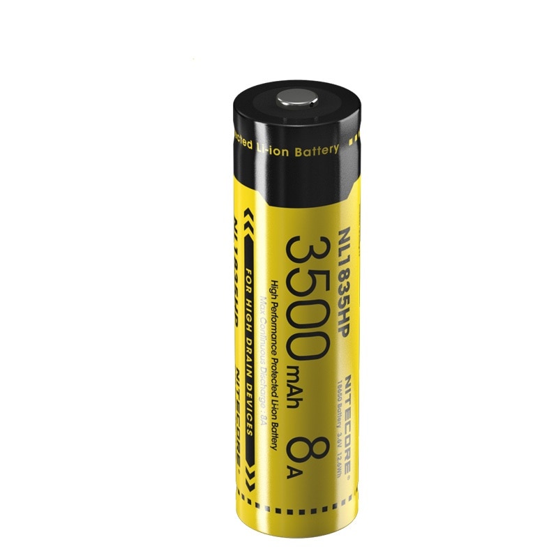 Nitecore NL1835HP High Performance 18650 3500mAh 3.6V 12.6Wh 8A Protected Li-ion Button Top Battery for High Drain Devices