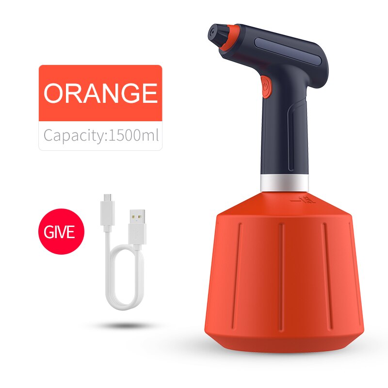 Elektrische Anlage Nebel sprühen Flasche Automatische Gießkanne Einstellbare Wasser Spritzgerät Garten Kunststoff Bewässerung Geräte Startseite Reinigung: 1.5L Orange