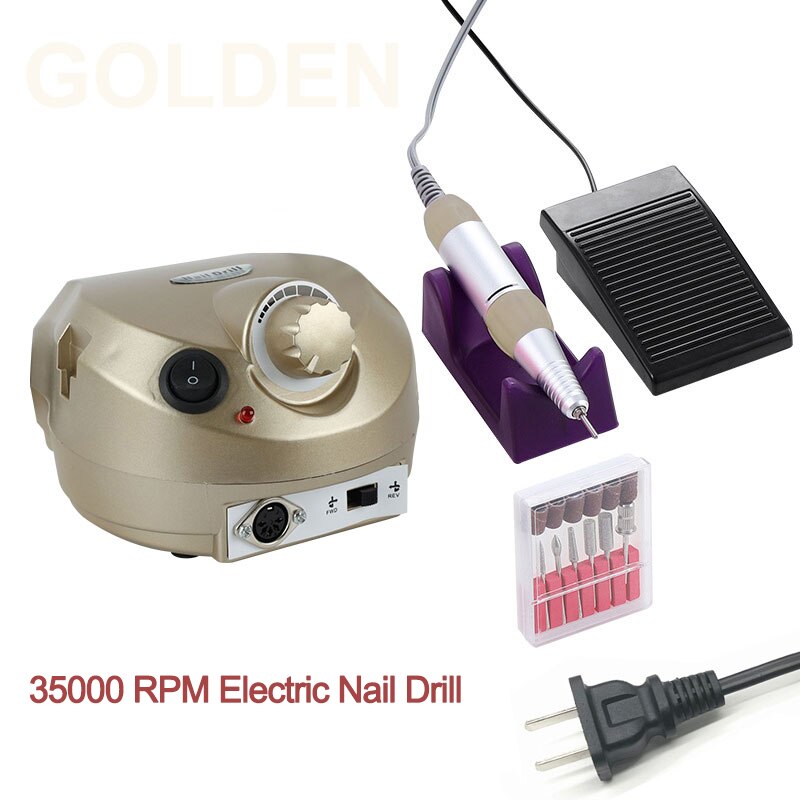 35000Rpm Electric Nail Boor Machine Manicure Boor Machine Pedicure Boor Sterke Nagel Boormachine Salon Nail Boor Machine: MJ120-Gold 35000RPM / EU