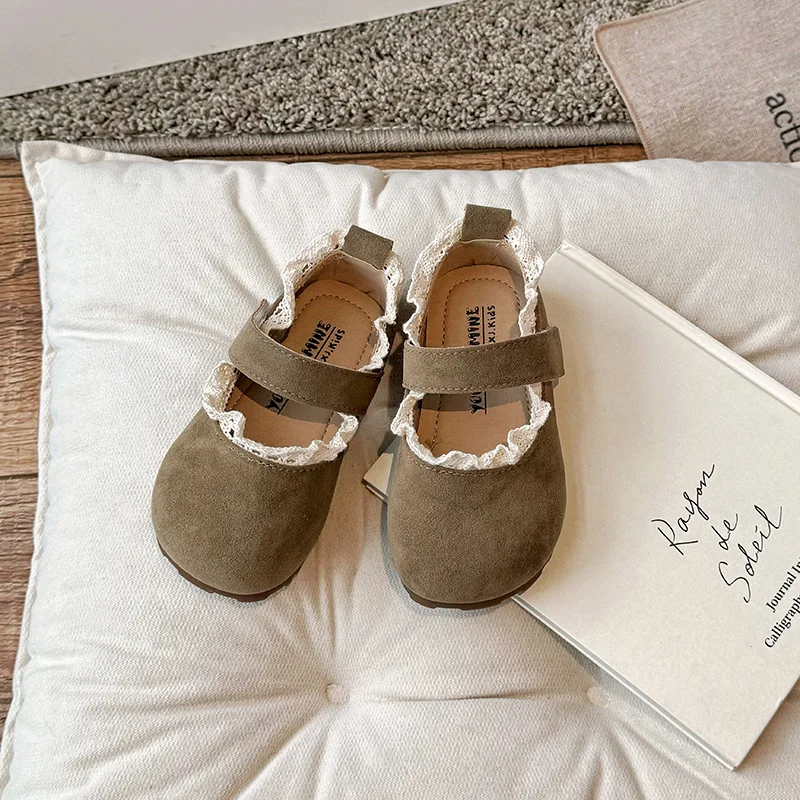 Children Flats Shoes Spring Autumn Shallow Girls Shoes Soft Sole Non Slip Kids Princess Shoe Lightweight Toddler casual Shoes: Khaki / 1.5