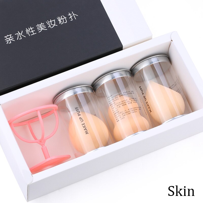 Make-Up Spons Set 3 Gemengde Water Kalebas Spons 1 Spons Houder Kit Doos Droge En Natte Schoonheid Ei Cosmetica tool: Skin