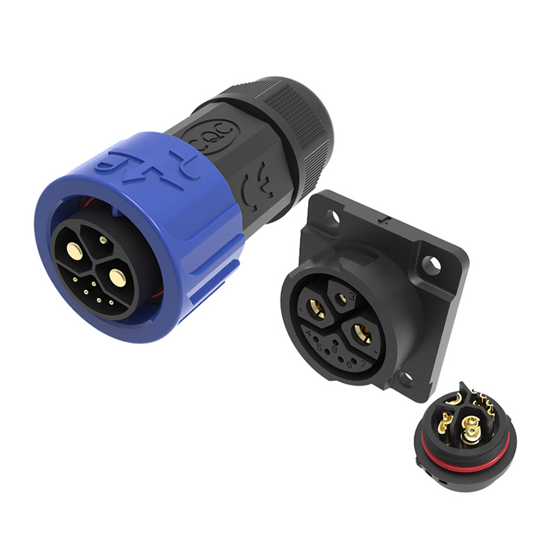 Outdoor Wasserdicht M23 2 + 1 + 5 Selbstsichernde Lade Stecker Männlich Weiblich Signal Integrierte Geschweißte Draht Batterie Steckdose IP67: MULTI