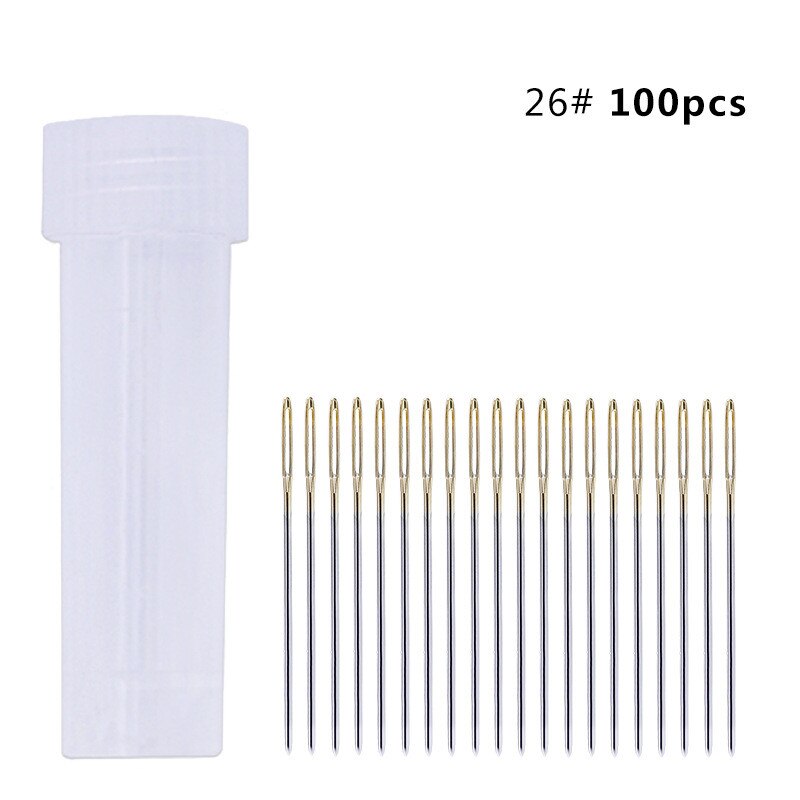 Jiwuo 100pcs Cross Stitch Embroidery Needles 22# 24# 26# Large Eye Hand Sewing Needles With Threader Home DIY Sewing Tool: No 26 100pcs