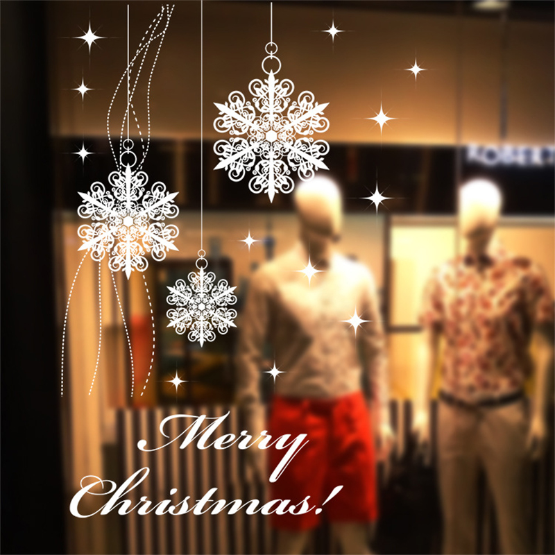 Kerst Glas Stickers Wit Rendier Sneeuwvlok Sneeuwpop Raamstickers Vrolijk Kerstfeest Brief Glas Decor Diy Verwijderbare Stickers