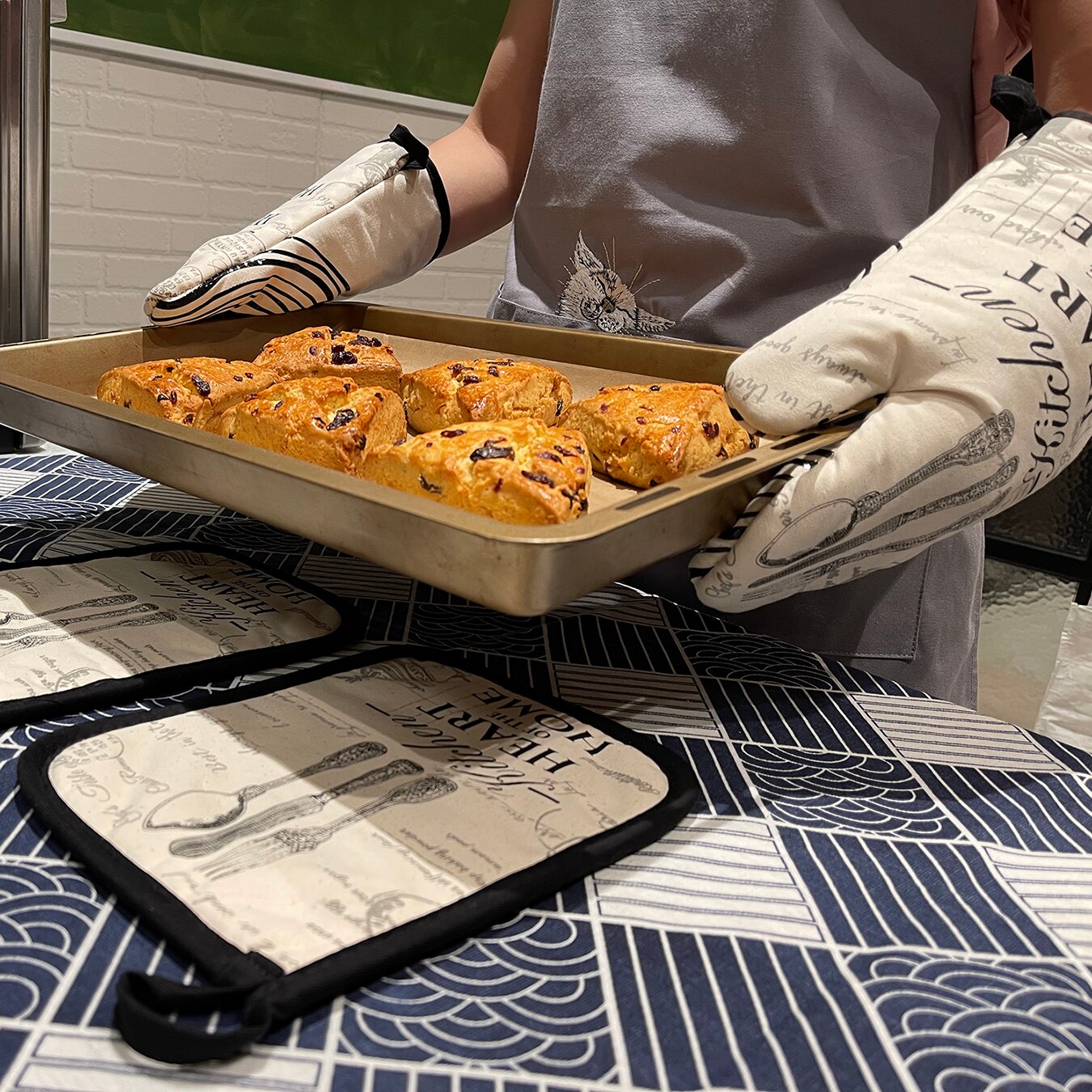 Guantes de horno de algodón con agarre de silicona para repostería, juego básico de utensilios de cocina con soporte para olla de felpa, paquete de 6 unidades