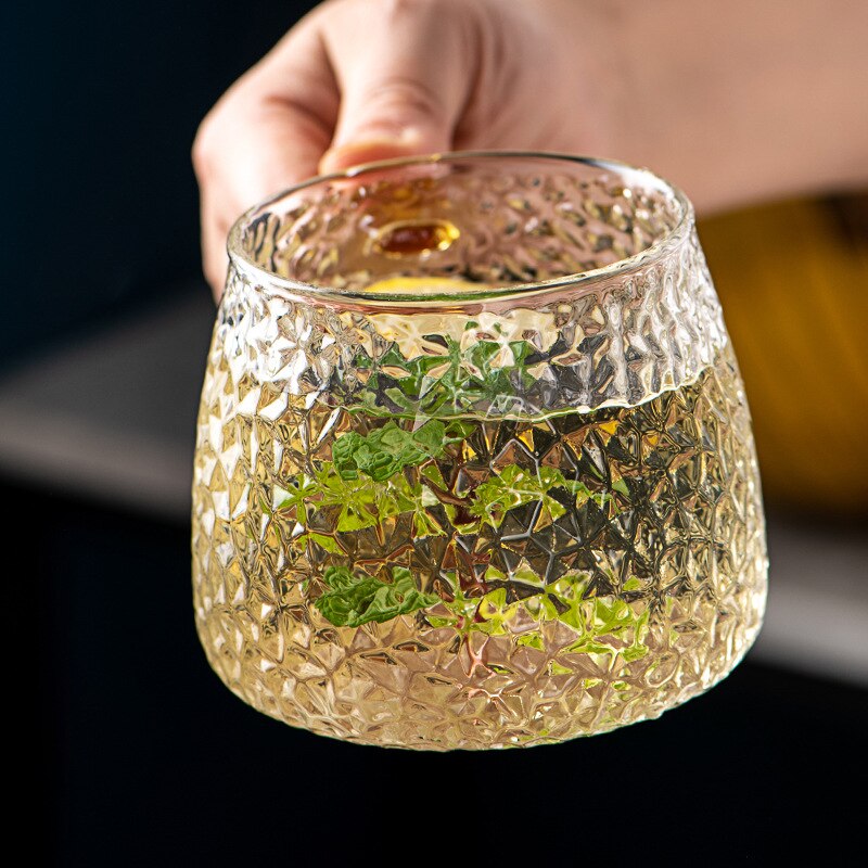 Styl japońnarty szklanki herbaty ręcznie żaroodporne mody młotkiem ziarna wody szklane filiżanki filiżanki robić kawy mleka kubek z uchwytem