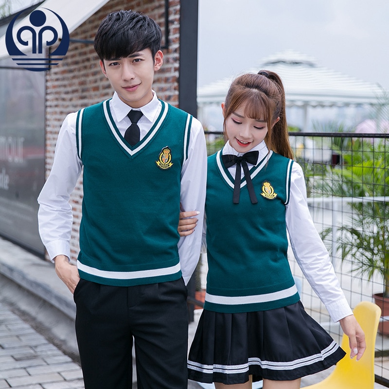 Student School Uniform 4pcs Winter Boy Girls Japanese Students Wear Tenneger College Uniforms Girls Boys Sweater Costume D-0548