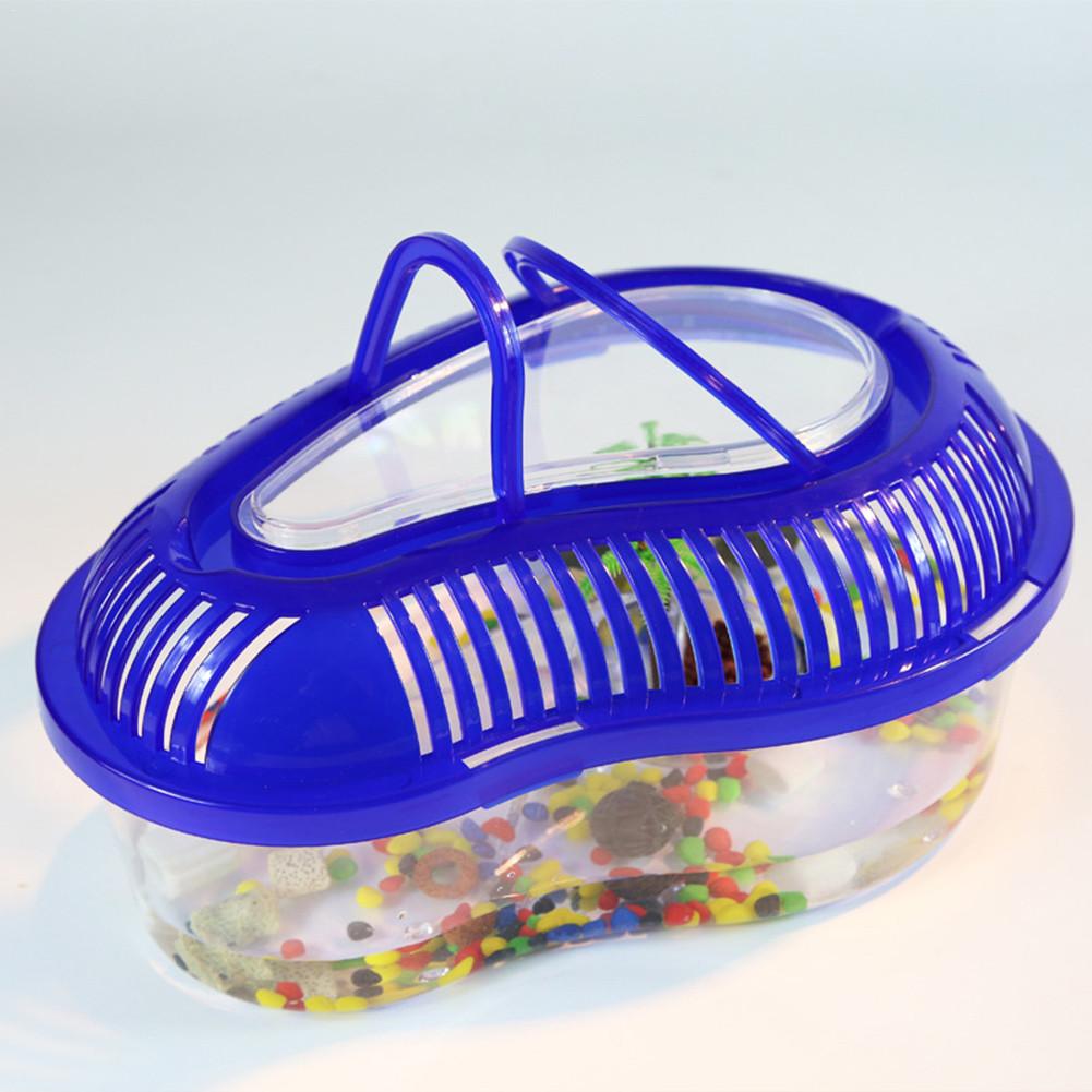 Akvarium mini akvarium sköldpadda cylinder med plattform sköldpadda plast tank vattensköldpadda avelsbox med lock