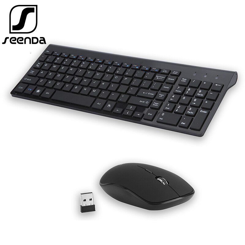 SeenDa-teclado y ratón inalámbricos Combo, 2,4G, ultrafino, para ordenador Windows, Bluetooth, para Ipad: 2.4G Black