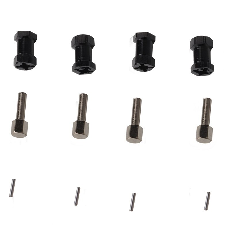 Rc bil 4 stk 1/10 12mm- hjuls navforlengelsesadapter lang kombikobling til rc bil hsp aksial traxxas deler: Svart