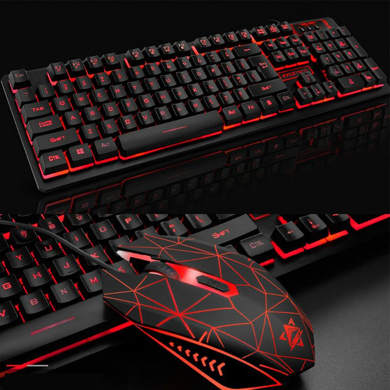 4Pcs/Set K59 Wired USB Keyboard Illuminated Gaming Mouse Pad Backlight Headset L4MD