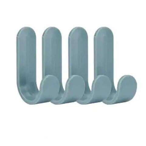 4pcs/set Towel Hooks Plastic Door Hangers Self Adhesive Wall Hangers Hat Racks Keys Hanger Home Decor: Green