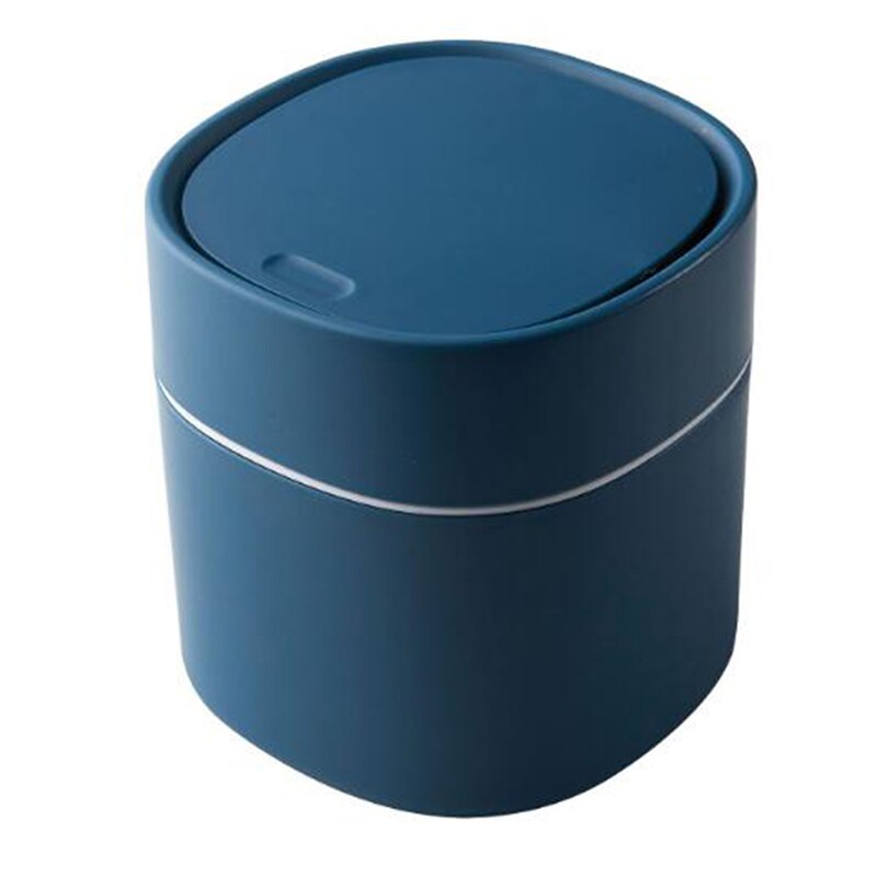 Mini Small Waste Bin Desktop Garbage Basket Home Table Plastic Office Supplies Trash Can Dustbin Sundries Barrel Box: Bullet cover blue