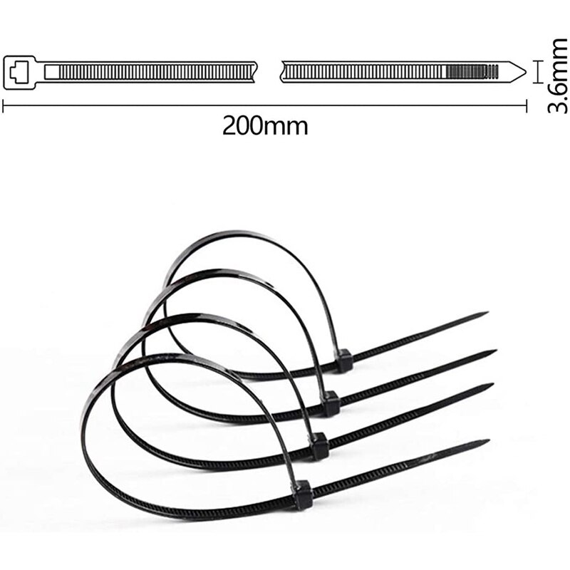 150/200 / 300X3.6Mm Hose Clamp, Cable Tie, Premium Nylon Cable Tie, Practical and Durable, Black