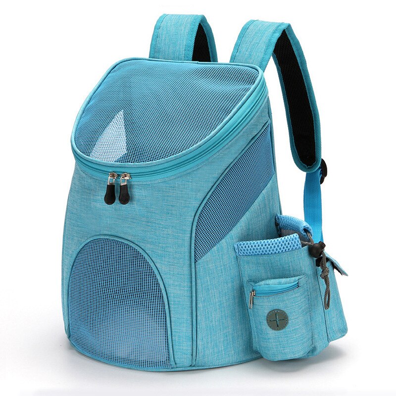 Bolsa de malla portátil para perros, mochila transpirable para perros, plegable, de gran capacidad, bolsa para transportar la portátil, para viajes al aire libre, portador de mascotas: Blue-L