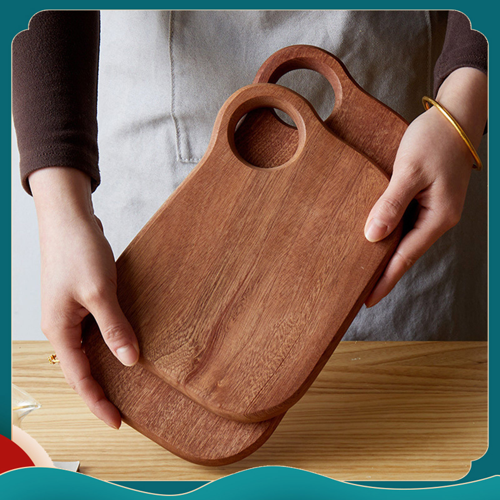 Tabla de cortar de madera tallada, taza de agua y fruta, tabla de cortar de madera, plato de comedor para niños, tabla de cortar, tabla de cortar de carne