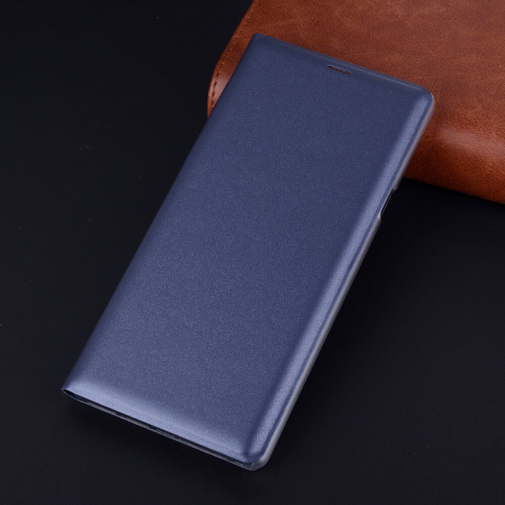 Slank læder tegnebog etui flip cover med kortholder telefon taske maske til samsung galaxy note 9 note 9 n960 n960f capa: Mørkeblå