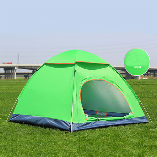 Outdoor Waterproof Hiking Camping Tent Anti-UV Portable 2 Person Ultralight Folding Tent Pop Up Automatic Open Sun Shade: Double Green