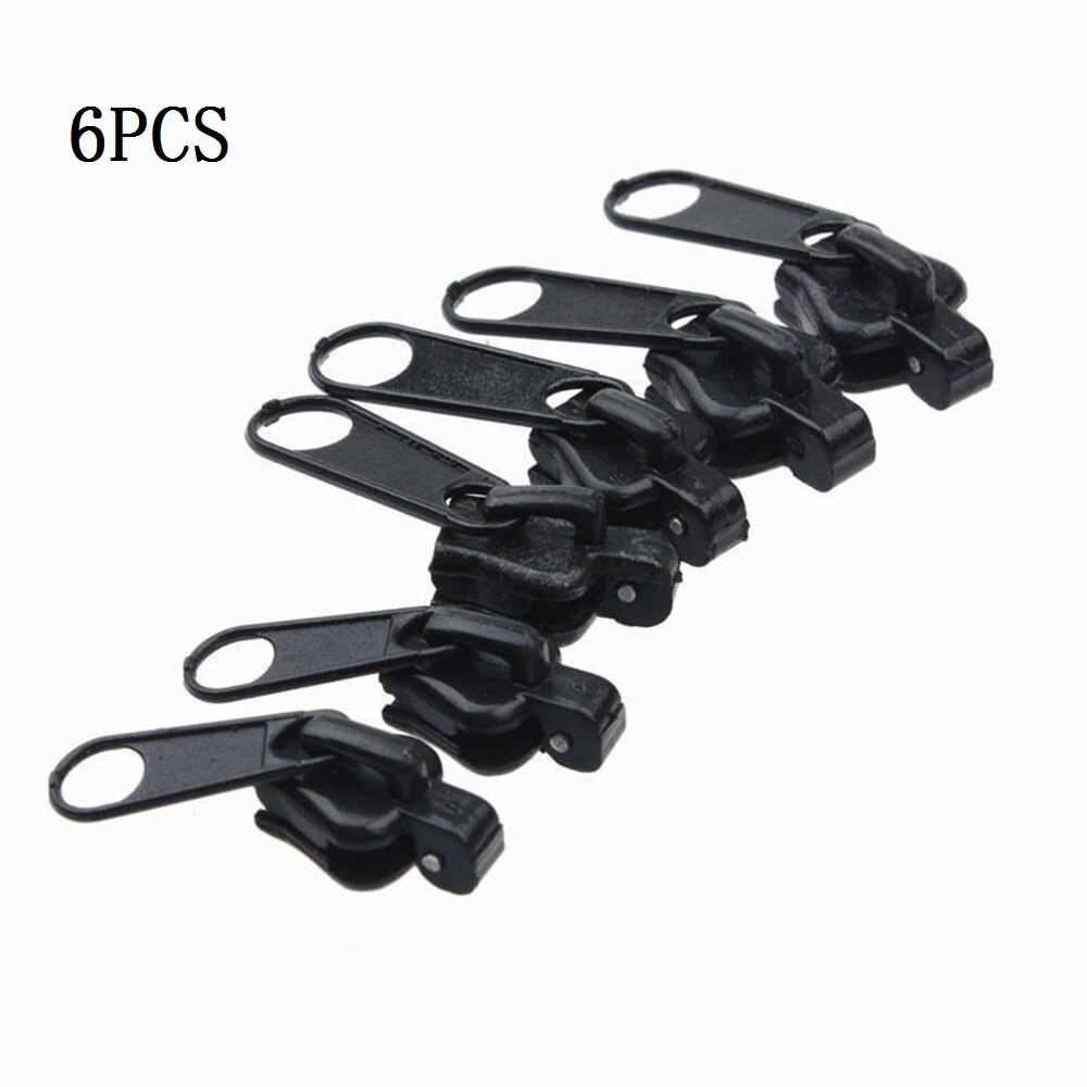 6/12Pcs 3 Sizes Universal Instant Fix Zipper Repair Kit Replacement Zip Slider Teeth Rescue Zippers Sewing Clothes: black 6pcs