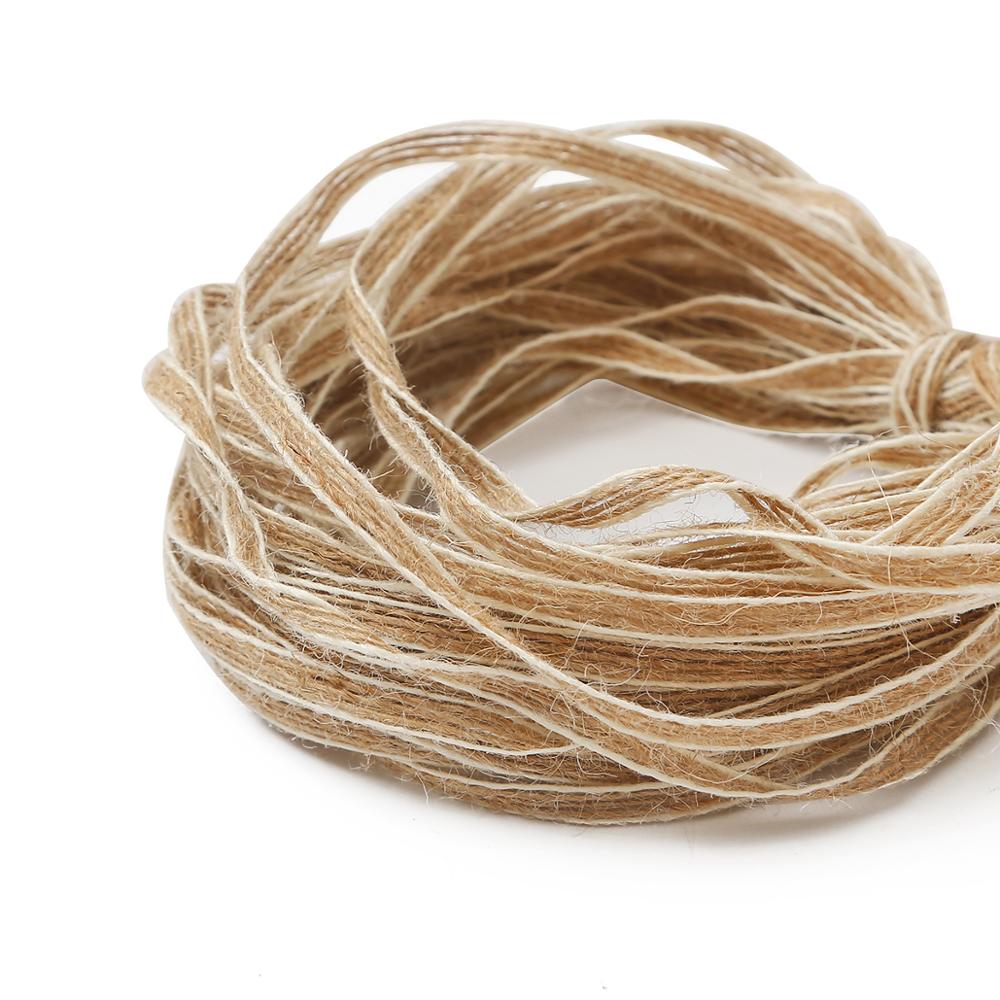 6mm bredde 10m/ ruller naturlig jute hamp reb hessian med hvidt bånd blonder diy trim stof blonder til dekoration emballage