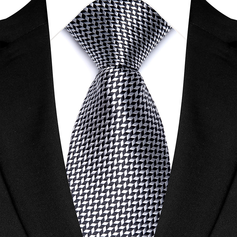 Corbata de lujo de 8CM para hombre, corbata lisa de rayas de puntos de Color gris plateado para novio, corbata tejida de Jacquard para de boda de negocios: Oro