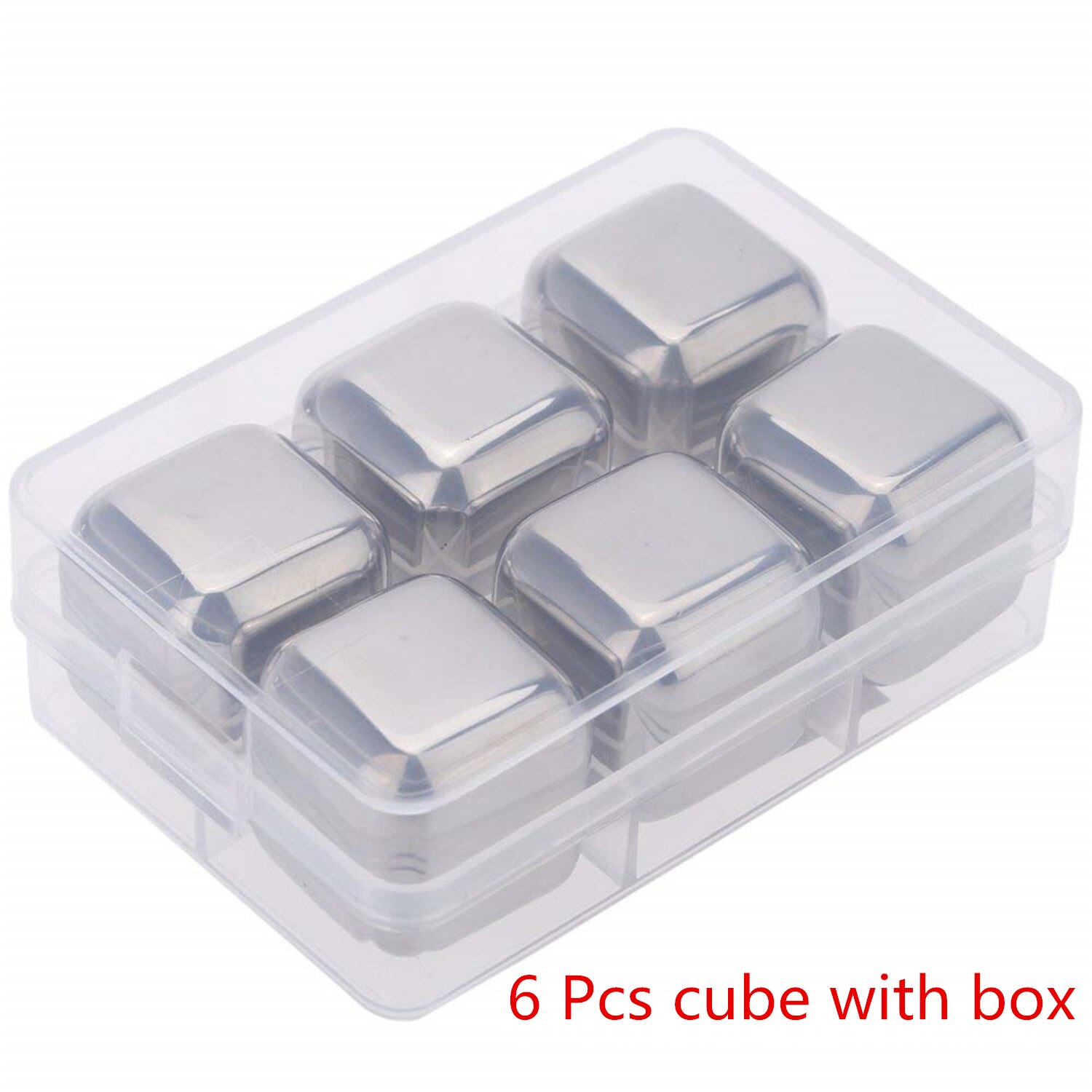 Rvs Whisky Ijsblokjes Bar Levert Magische Wodka/Wiskey/Wijn/Bier Koeler Rotsen Koelers Houder Boxed chiller Gereedschap: 6 pcs Cube