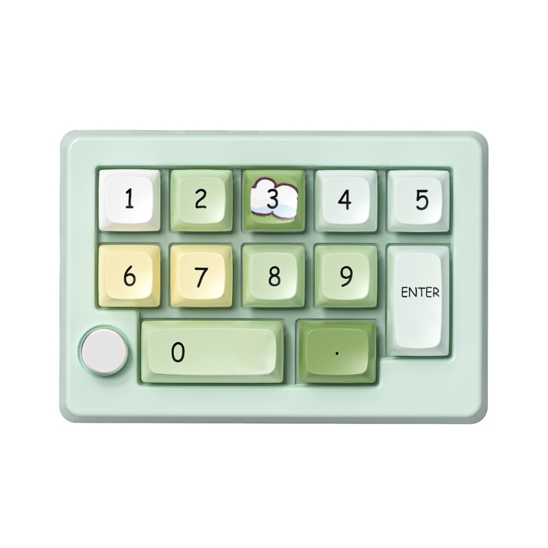 DN59 12-Key Handed Wireless Mechanical Keyboard with 12 Programmable Keys and Lights 2.4Ghz 3Modes Small Keypad: green