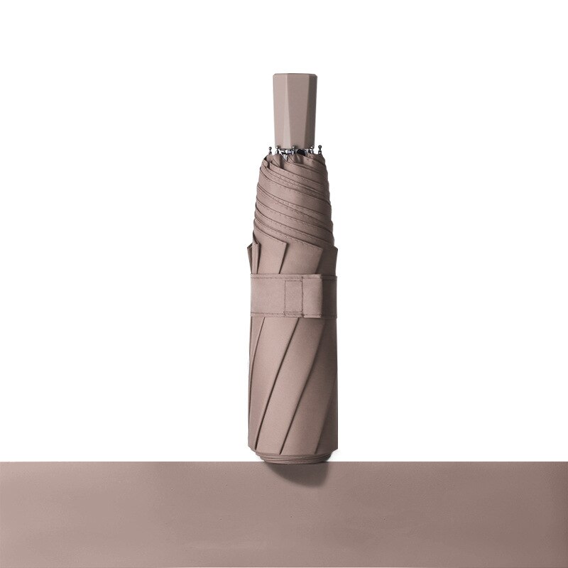 Paraguas de lluvia portátil para hombre y mujer, sombrilla de Anti UV, a prueba de viento, plegable, 8 varillas: Umbrella Khaki
