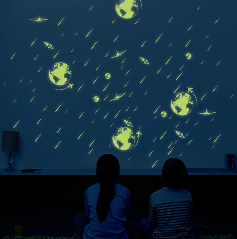 1 Set Mond Sterne Glow In The Dark Spielzeug Leuchtende Aufkleber DIY Kid Schlafzimmer PVC Aufkleber Hause Spielzeug für Kinder kinder Weihnachten: Y0046