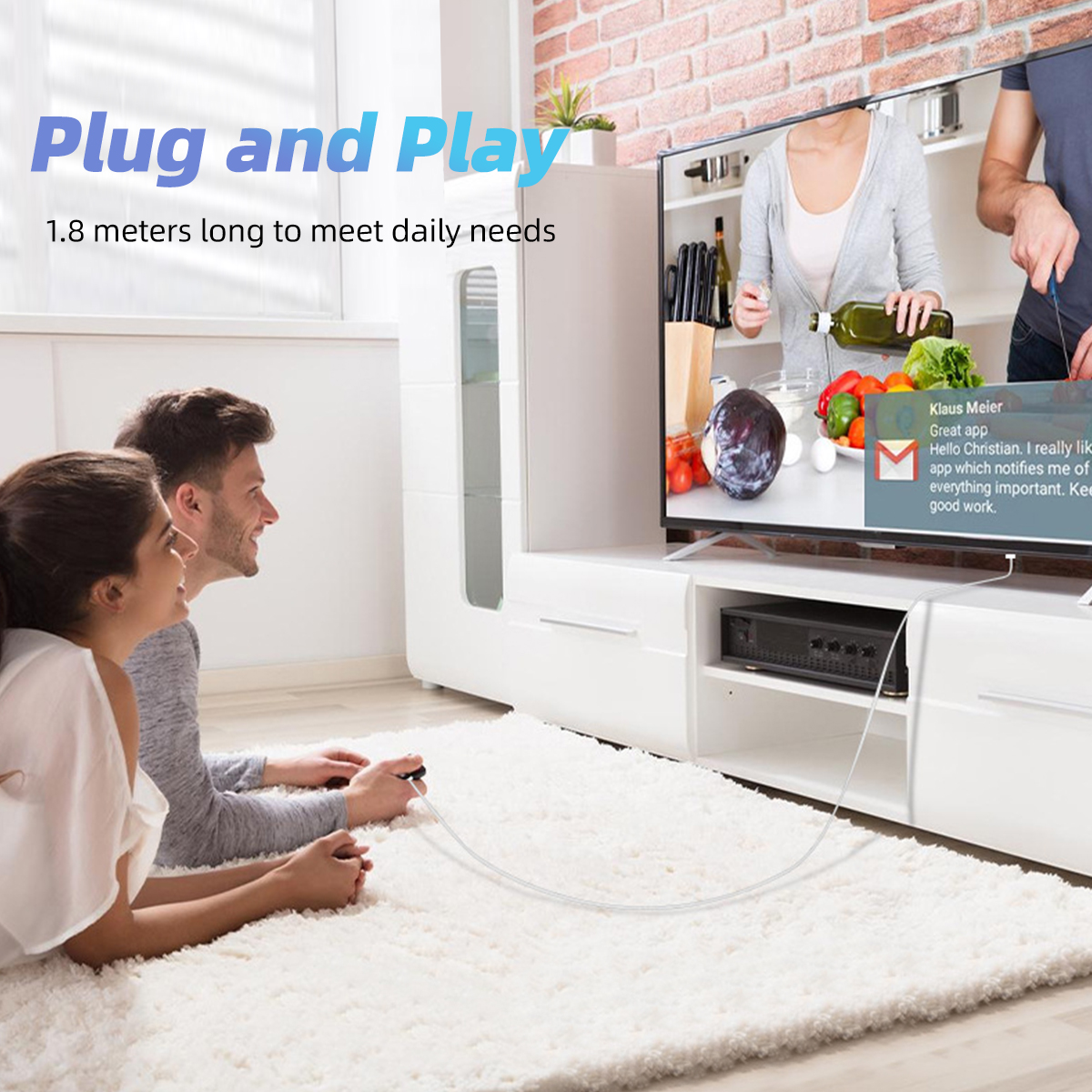 Lightning naar HDMI-adapter voor iPhone naar TV, HDMI-kabel naar Apple, 1080P HD digitale AV-adapter Sync Video & Sound, HDTV/Monitor