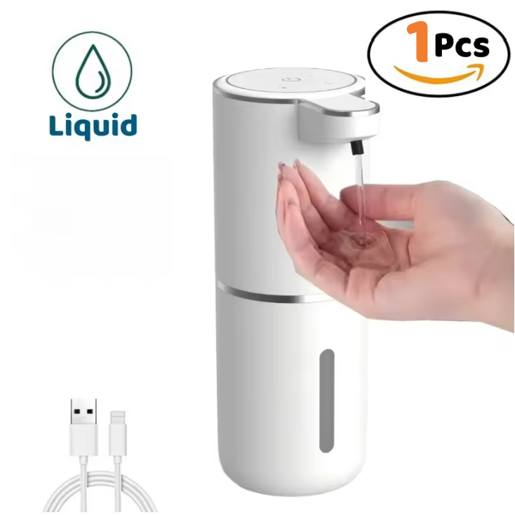 Distributeur automatique de savon désinfectant pour les mains, distributeur électrique de liquide/mousse sans contact avec capteur infrarouge et Rechargeable par USB: WHITE