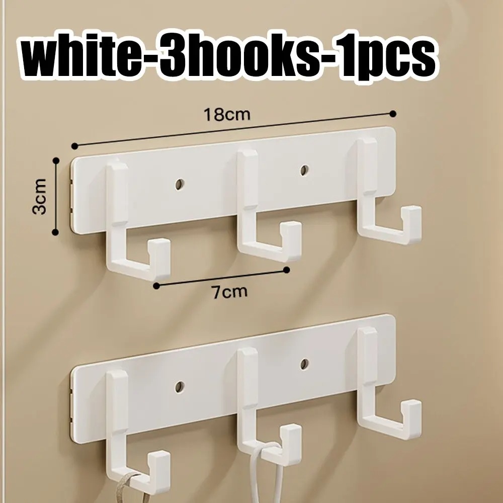 Perchero sin perforaciones, gancho de pared adhesivo, colgador de ropa de pared, ganchos colgantes, Mural de ganchillo, accesorios de baño, Hardware: Blanco