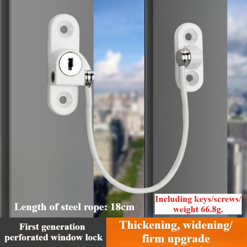 Fechadura de segurança infantil, trava dupla sem perfuração, limitador de janela, alumínio, porta, janela, fechaduras de segurança: Branco