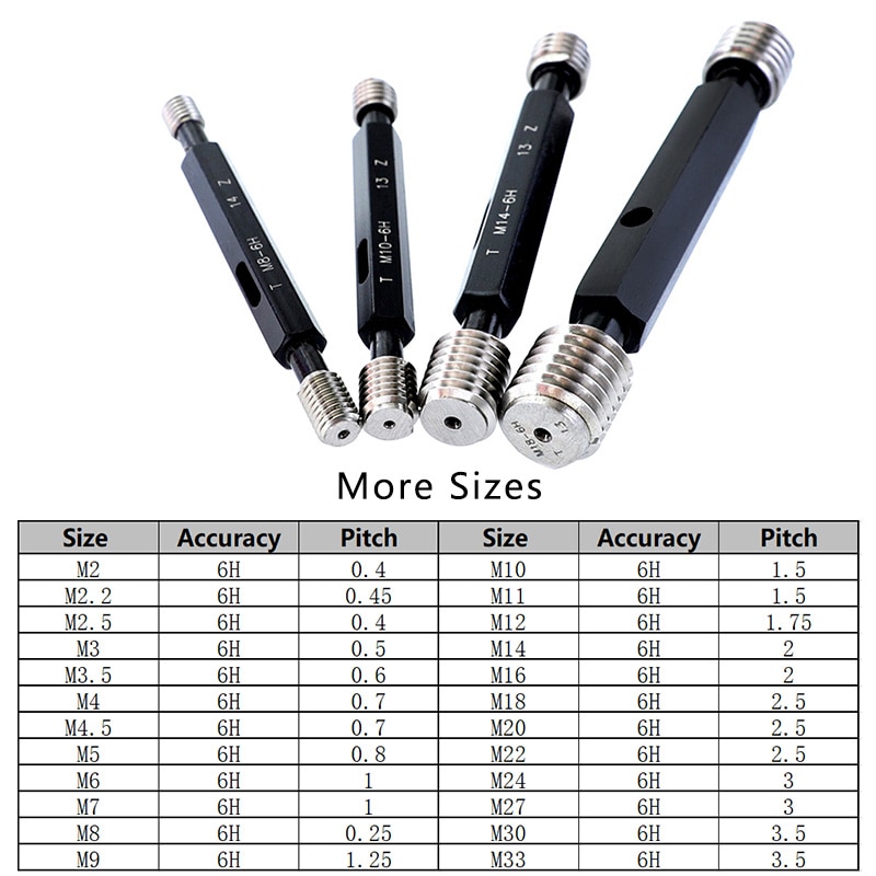 1 stück Metrisches Gewinde messen 2-20mm 6 H Genauigkeit Lagerbier Stahl T + Z Stecker Messgerät Interne gewinde Messung Werkzeug