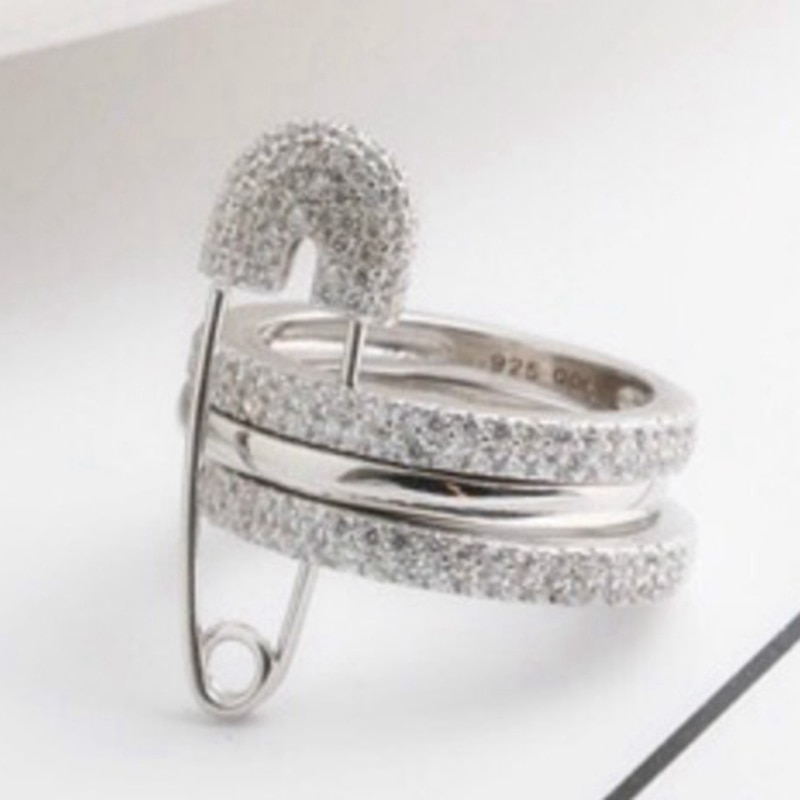 Goud Zilver Vinger Ringen Set Voor Vrouwen Met Pin Aaa Cubic Zirkoon Ringen Pave Instelling Vrouwelijke Partij Sieraden Anillos Mujer