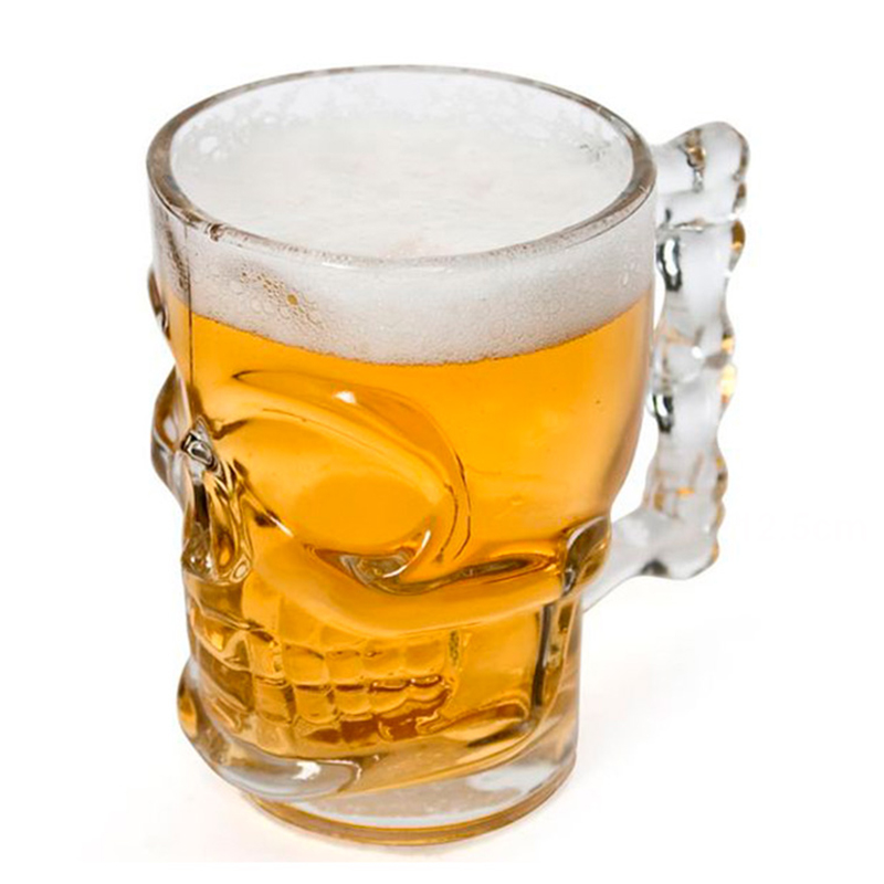 Skull ølglass krus 500ml pirat partner kopp krystallglass med håndtak drikke vin whisky vodka essensiell bar ktv