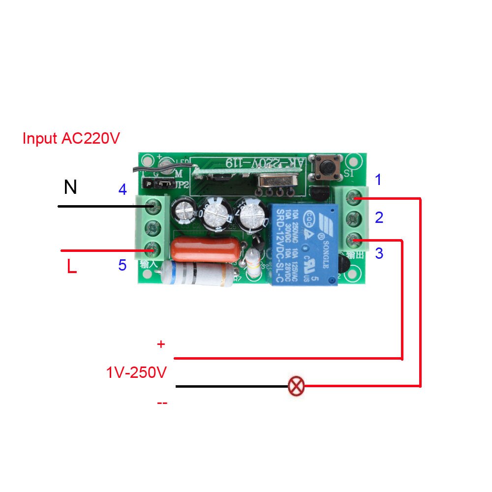 AC 220 V 10A 1 Kanaals Draadloze Relais Afstandsbediening Schakelaar RF Ontvanger Zender 315/433 LED Lamp Afstandsbediening OP OFF Push