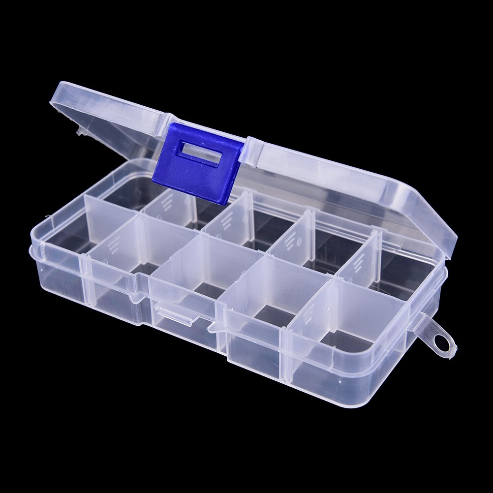 Duurzaam 10 Vissen Lokken Opbergdoos Case Fish Tool 12.8*6*2.3 Cm Compartimenten Transparante Zichtbare Plastic Vissen tackle Box