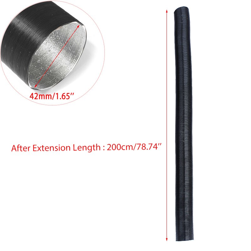 25/42/60/76/90mm Air Intake Outlet Exhaust Stretch Corrugated Hose Pipe Flexible Combustion For Webasto Eberspacher Auto Heater: 200cmx4.2cm(LxID)