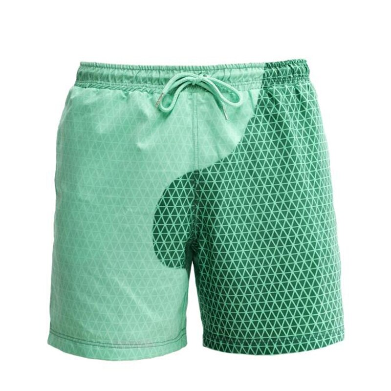 Quick Dry Bathing Swimming Color-changing Beach Shorts Boy Child Comfortable Beach Pants Temperature Board Summer Short: Green / XXXL